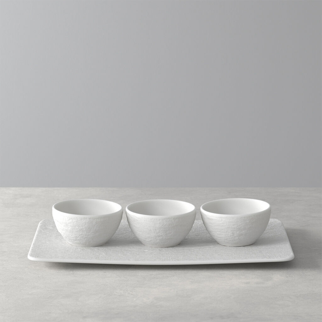 Manufacture Rock Blanc Dip Bowl & Tray 4 Piece Set