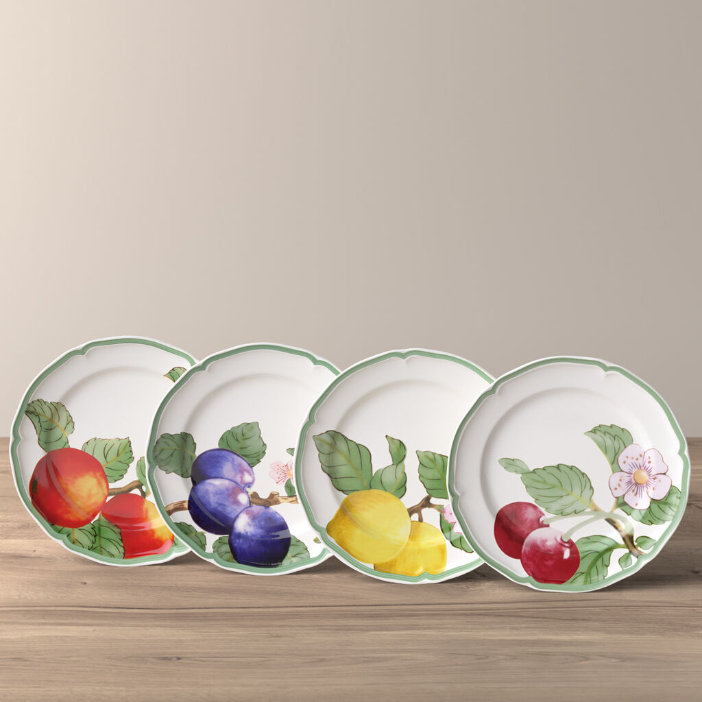 French Garden Modern Fruits Dinner Plate: Assorted, Set of 4