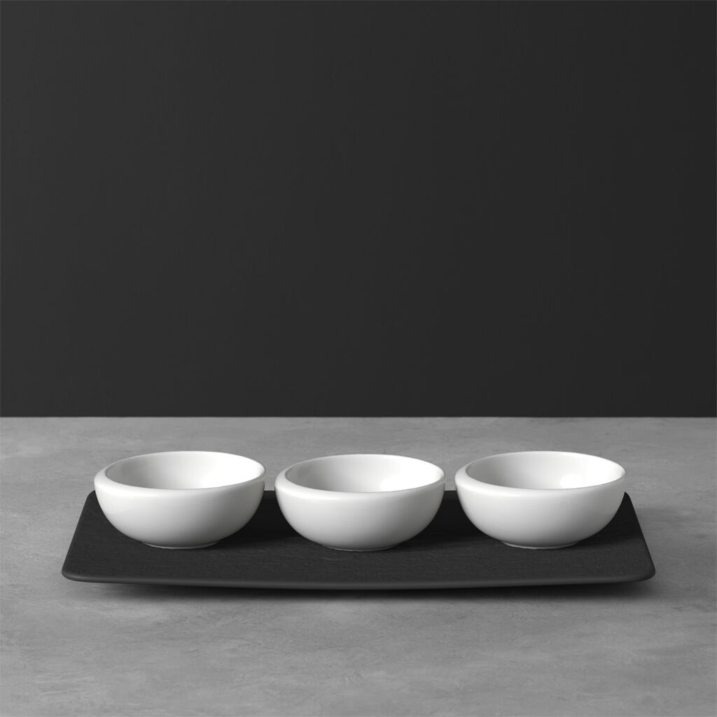 NewMoon Dip Bowl & Tray 4 Piece Set