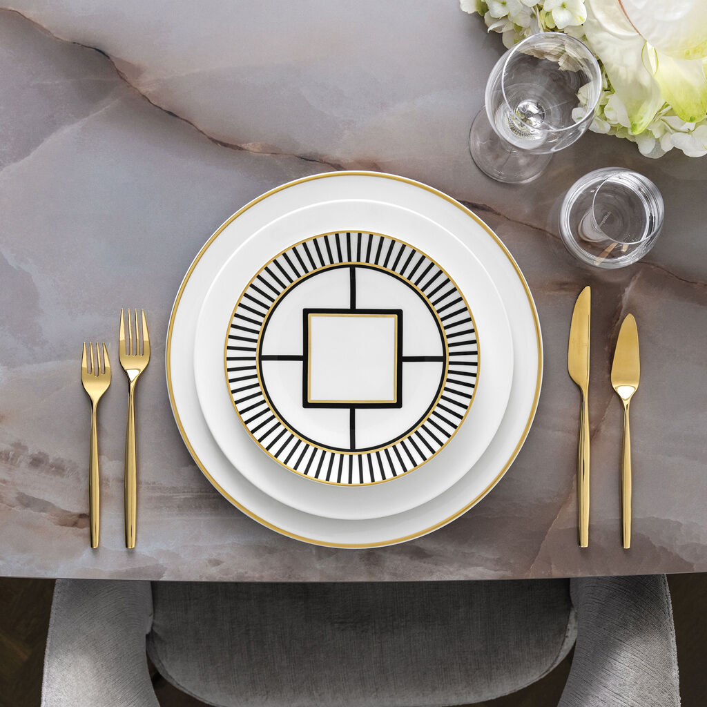 MetroChic Salad Plate: Stripe Rim