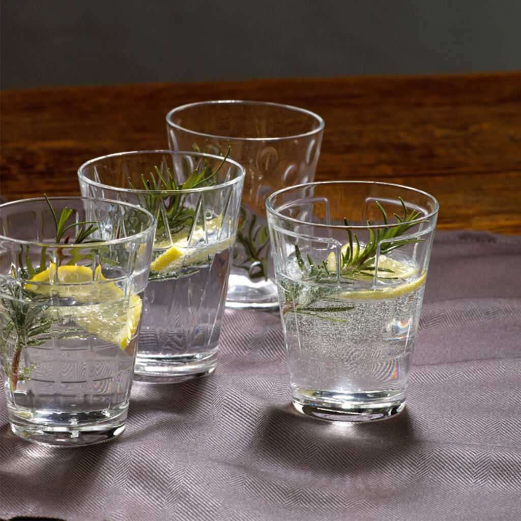 Dressed Up Crystal Glass Tumblers: Assorted Patterns, Set of 4