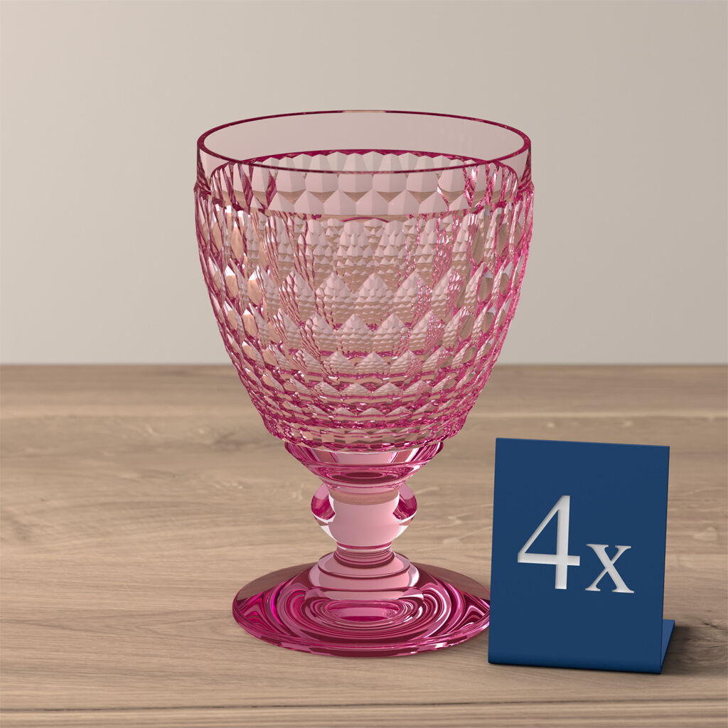 Boston Colored Goblet: Rose, Set of 4