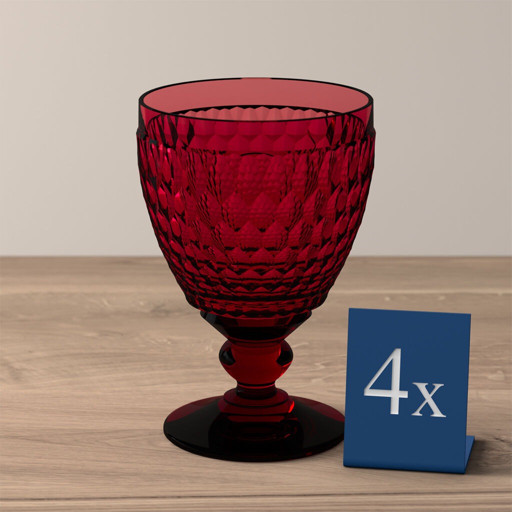 Boston Colored Goblet: Red, Set of 4