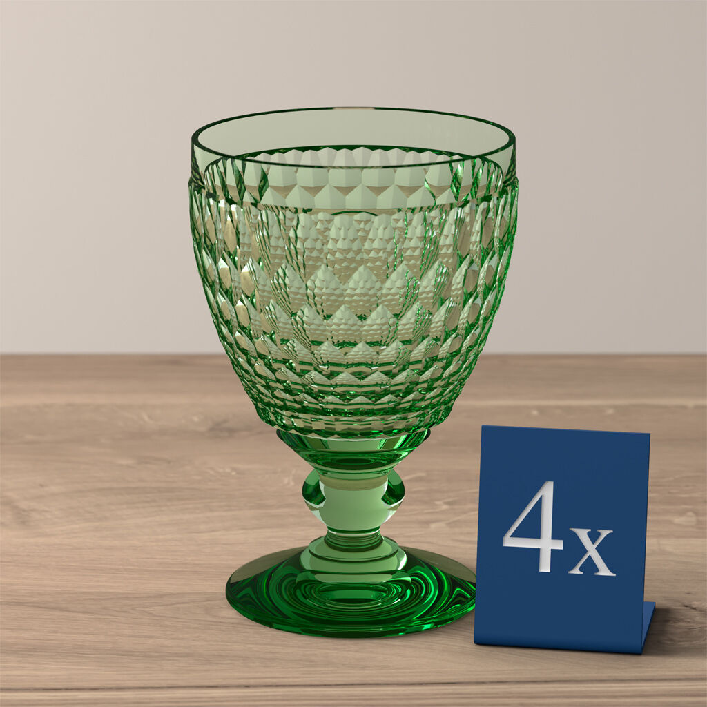 Boston Colored Goblet: Green, Set of 4