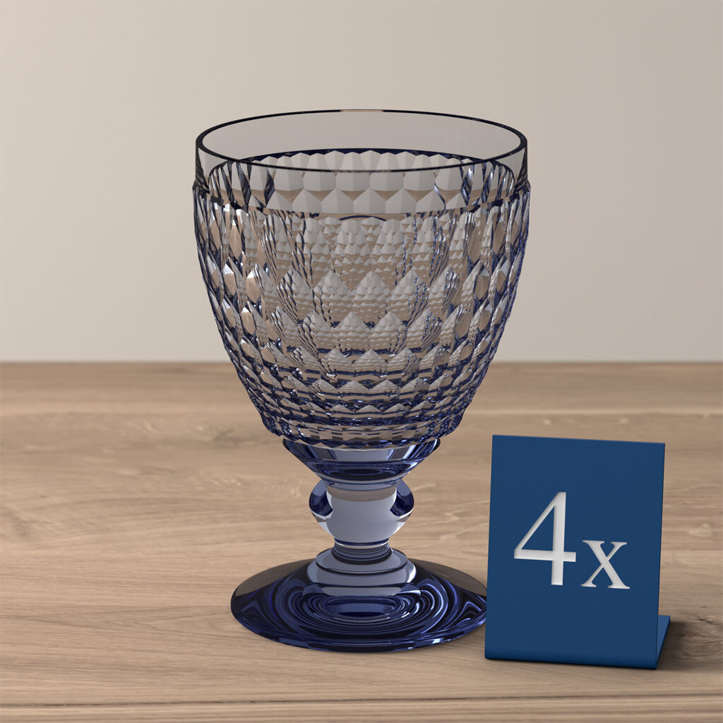 Boston Colored Goblet: Blue, Set of 4