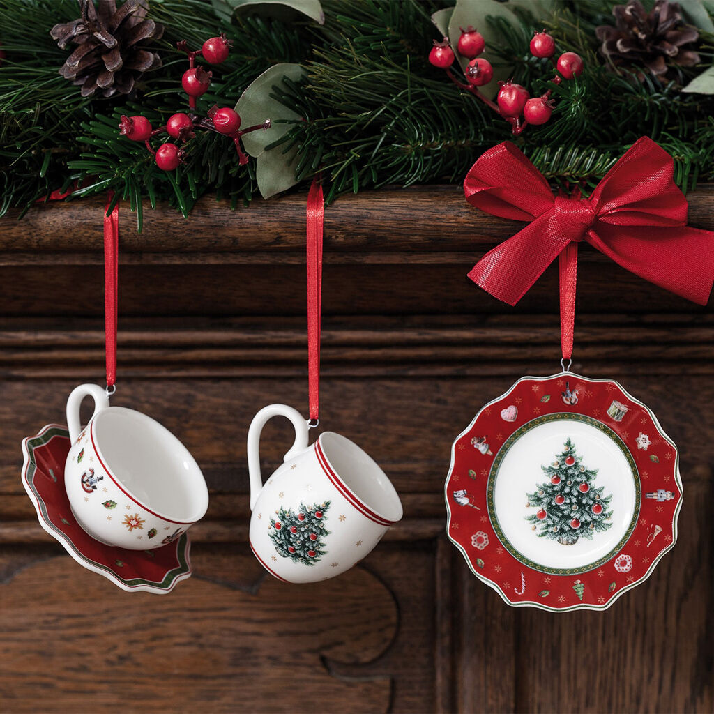 Toy’s Delight Decoration Ornaments: Red Tableware, Set of 3